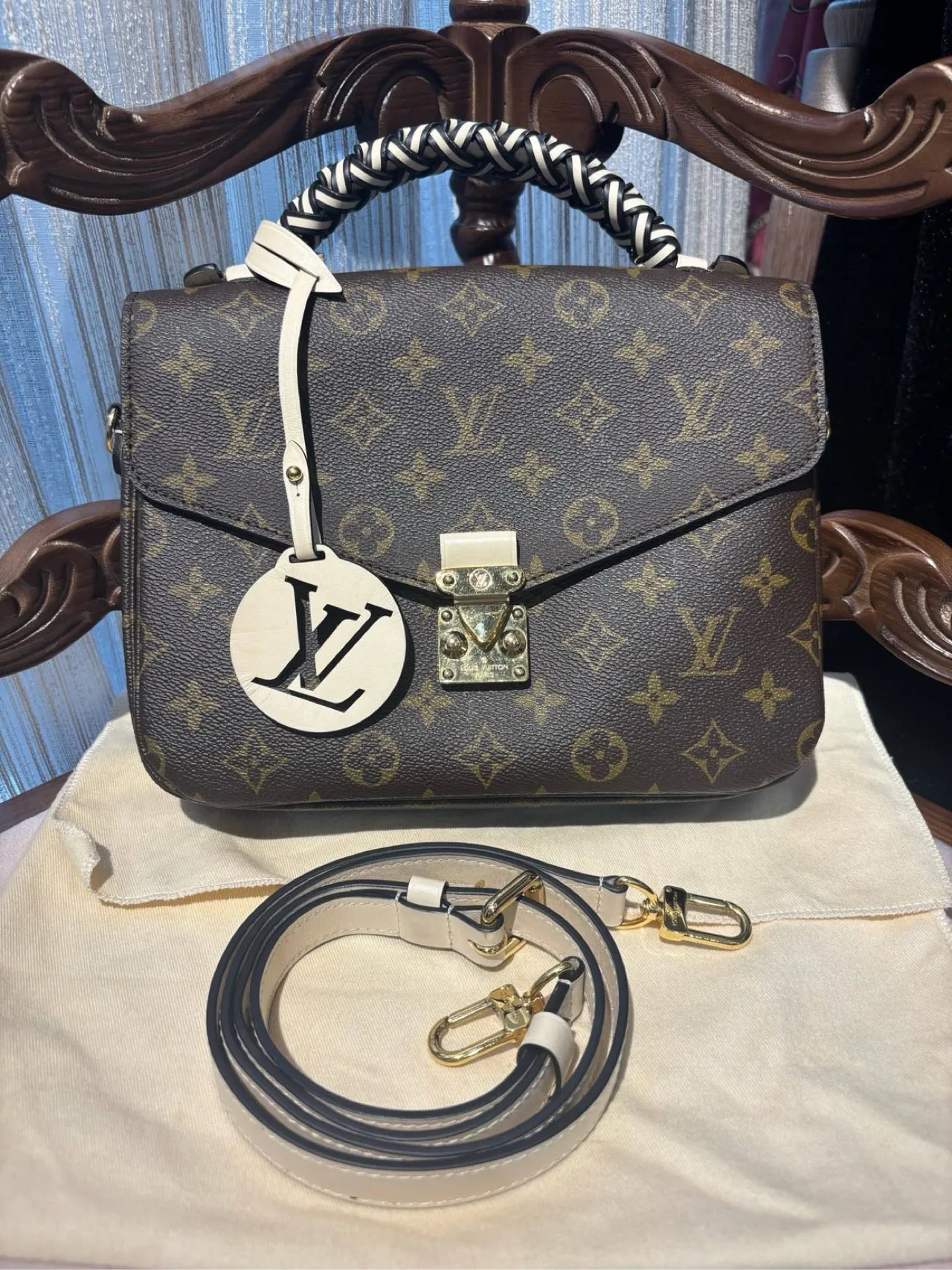 二手限定老花编织手柄 邮差包 编码芯片并存