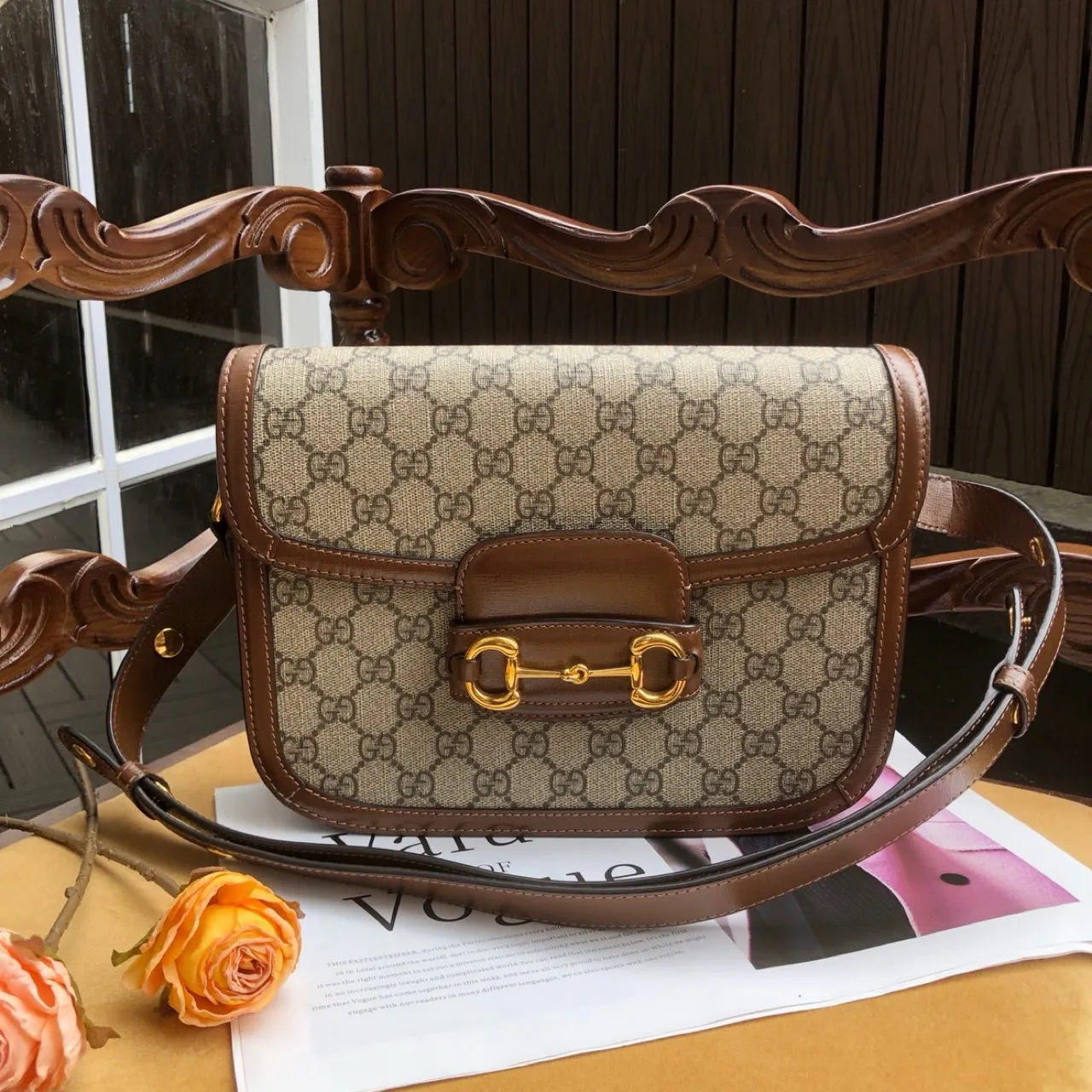 闲置 99新 1955 老花 马鞍 单肩包